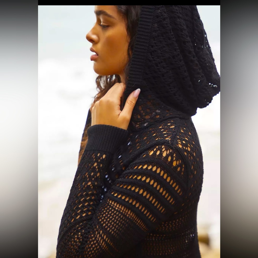 Anthropology, crochet, hooded, cover-up, dress. Large